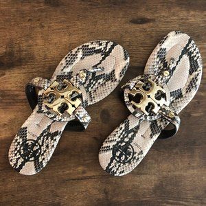Tory Burch Leather Gold Snakeskin Miller Sandal